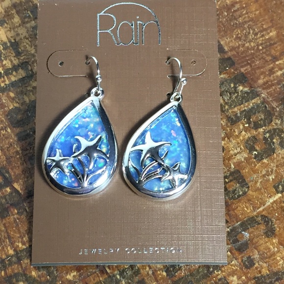 Rain jewelry blue & silver starfish earrings - Picture 2 of 4